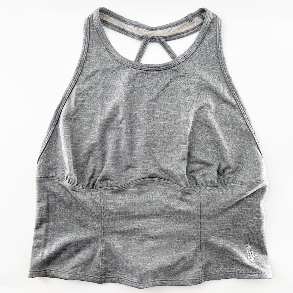 free people gray color Lace tie back Active top Size L NEW